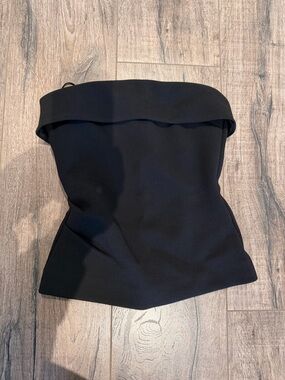 Babaton Black Strapless Fold-Over Bustier Top
